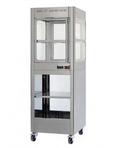 Stainless steel cabinet with wheels and intermediate shelf for Model TCR 1 - Dimensions: cm L 62,9 x P 71,3 x 97,6 h