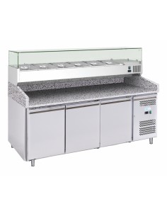 Banco pizza con 3 porte - Vetrina - cm 202 x 80 x 143.5 h