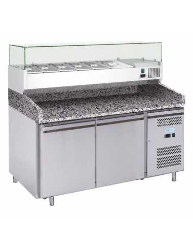 Banco pizza - N. 2 porte - Porta ingredienti - cm 151 x 80 x 143.5 h