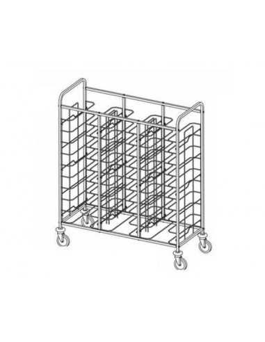 Carrello portavassoi - Supporto in filo - N. 30 (53 x max.39 cm) - cm 138 x 60 x159 h