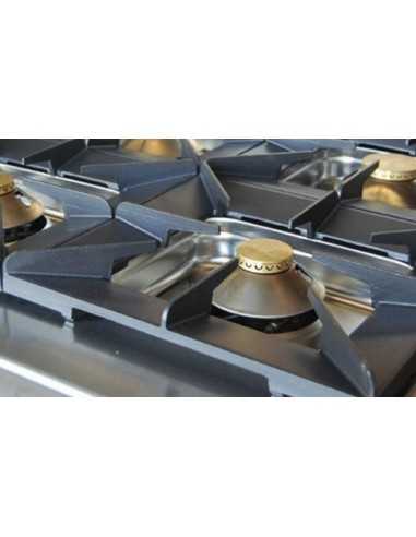 Cucina professionale gas 8 fuochi, forno gas GN2/1 e vano