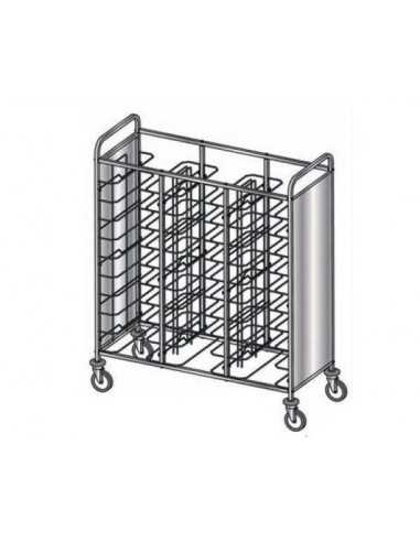 Carrello portavassoi - Pannelli inox - N. 30 (53 x max.39 cm) - cm 138 x 60 x 159h