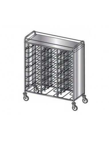 Trays trolley - 3 paneles laterales - N. 30 (53 x max.39 cm)- cm 138 x 60 x159h