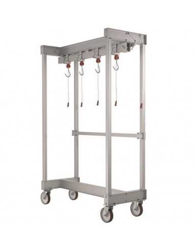 Butcher trolley for quarters with 4 hooks - Maximum capacity 400 Kg