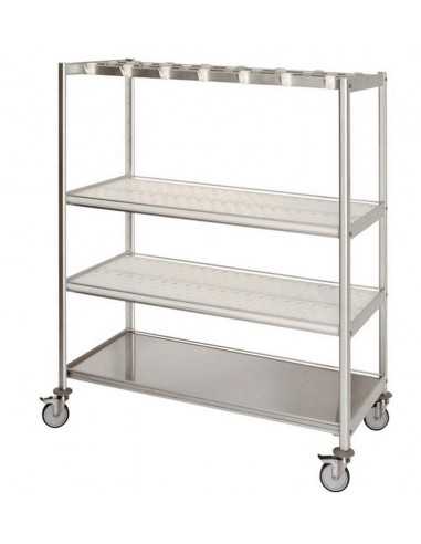 Butcher trolley with 1 cold cuts shelf and 2 smooth shelves