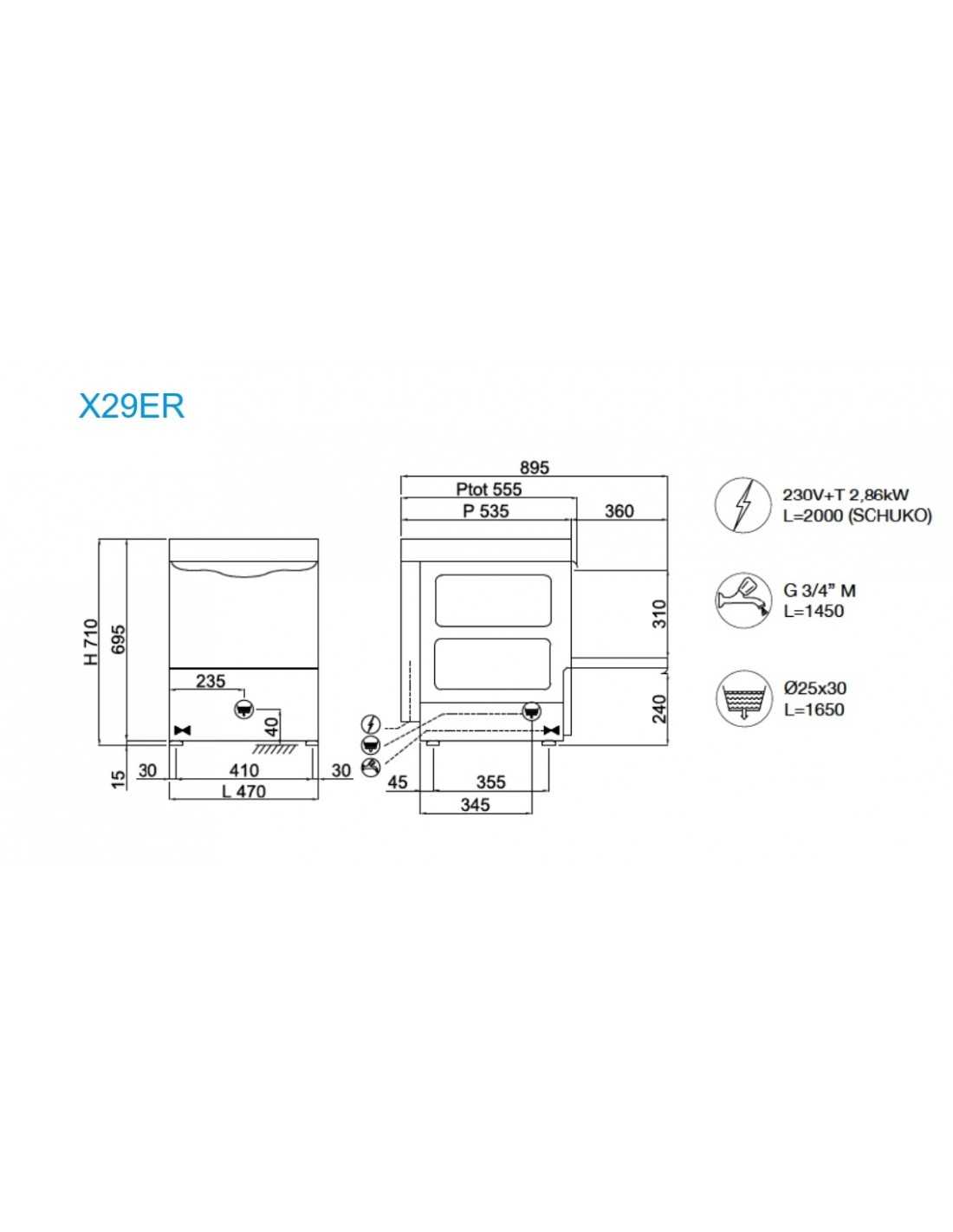 Lavabicchieri elettronica - In acciaio inox - Mod. X29ER