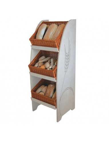 Bread display stand with 3 tilted baskets - cm 56 x 50 x 151 h