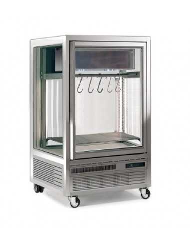 Meat display case with 4 glass sides 275 liters - cm 79.5 x 76 x 124h