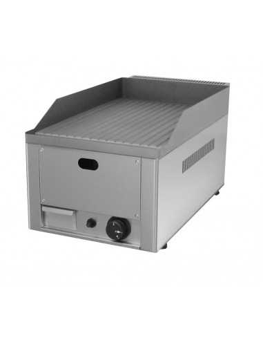 Gas fry top with ribbed plate Cm 32.5 x 48