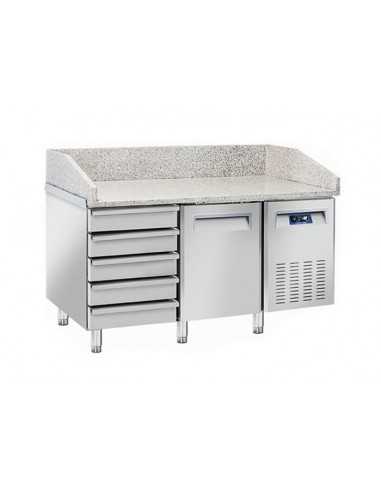 Pizza counter with 1 door and drawer - cm 150 x 80 x 104 h