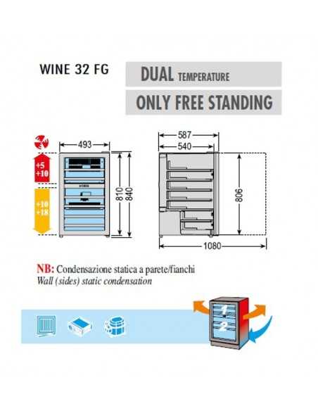 Cantina Vini capacità max 37 bottiglie - Doppia Temperatura - Cantine Vino  - Cantine Vino e Botti Refrigerate - Refrigerazione professionale - Linee  Professionali