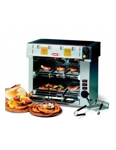 Toaster with 6 tongs with glass-ceramic top cooking surface