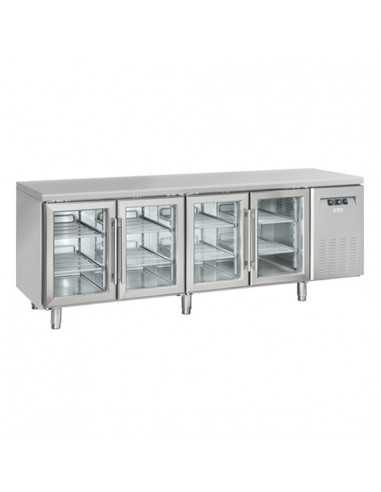 Tabla refrigerada -  N. 4 puertas de vidrio - cm 225 x 72.5 x 85 h