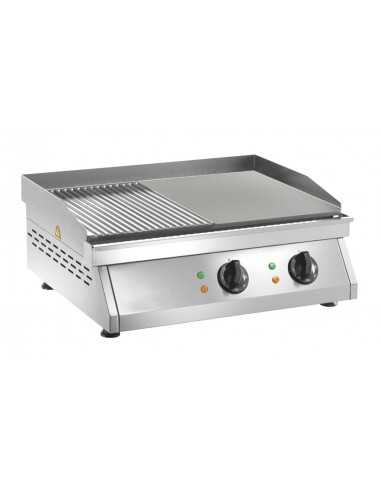 Electric fry top with smooth / ribbed surface cm 59.5 x 40