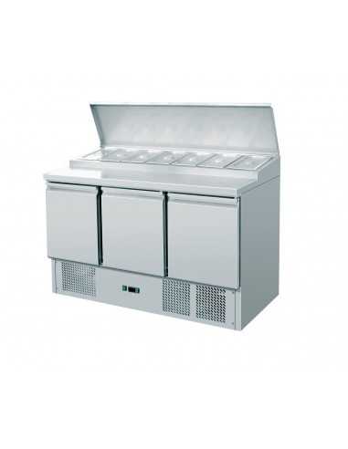 Saladette refrigerata - N.3 porte - Bacinelle n°8 - cm 129.5 x 59.5 x 50 h