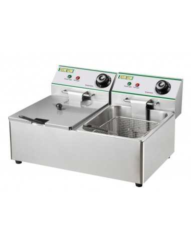 Electric fryer - Capacity 12.5+12.5 liters - cm 54.5 x 41 x 32.5 h