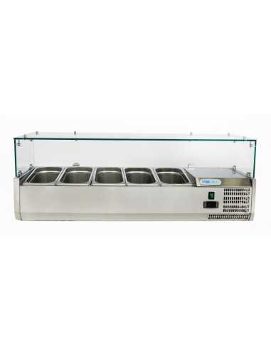 Ingredient display case 5 x GN 1/4 - Glass - Depth 33.5