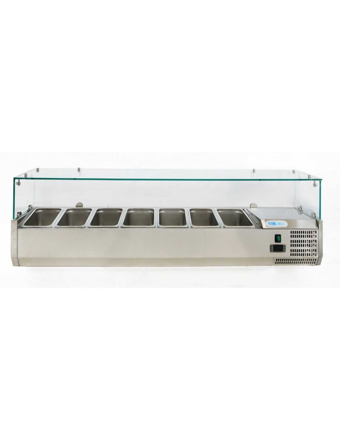 Ingredient display case 7 x GN 1/4 - Glass - Depth 33.5