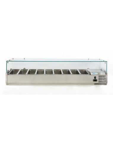 Ingredient display case 9 x GN 1/4 - Glass - Depth 33.5