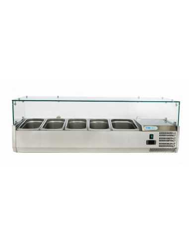 Vetrina brings ingredients - N. 4 x GN 1/3 + N. 1 x GN 1/2 - Glass - cm 140 x 39.3 x 43.5 h