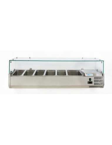 Ingredient display case for 5 x GN 1/3 + N. 1 x GN 1/2 - Glass