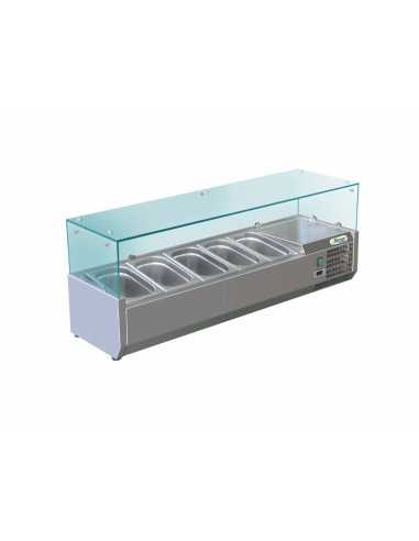 Ingredient display case with glass 4 x GN 1/3 + 1 x GN 1/2