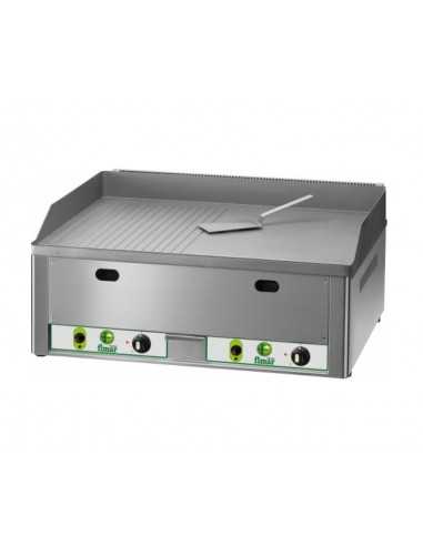 Gas fry top 1/2 smooth 1/2 ribbed chromed cm 65 x 48