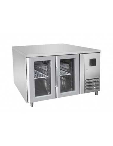 Mesa refrigerada con 2 puertas de cristal - Tropicalizada - cm 136 x 70 x 85 h