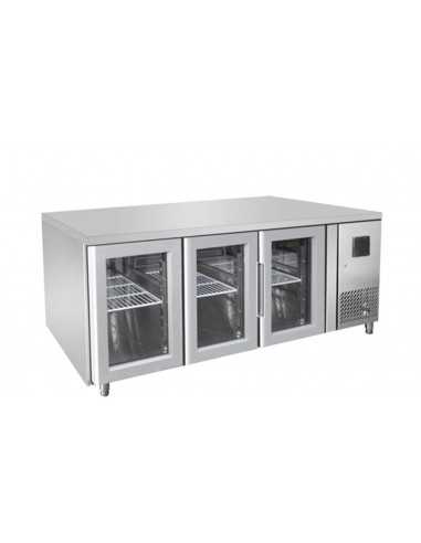 Tavolo refrigerato 3 porte vetro - Tropicalizzato - cm 179.5 x 70 x 85 h