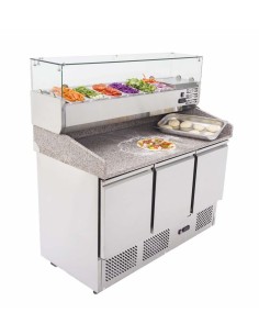 Pizza counter with 3 doors - Display cabinet - cm 136.5 x 70 x 100 + 43.5 h