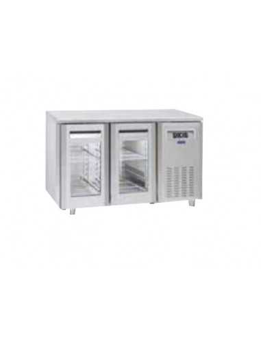 Tavolo refrigerato - Tropicalizzato - No Gruppo - N. 2 porte vetro - cm 138 x 70 x 85h