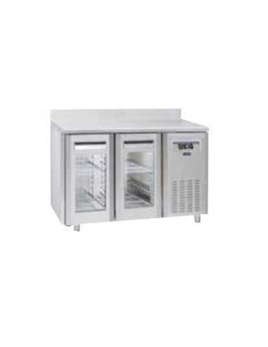 Mesa refrigerada - Tropicalizada - No grupo - N. 2 puertas de vidrio - Alzatina - cm 138 x 70 x 95h