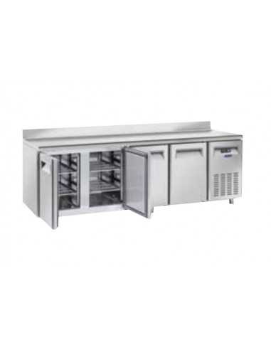 Tavolo refrigerato - Alzatina - N. 4 porte - cm 248 x 80 x 95 h