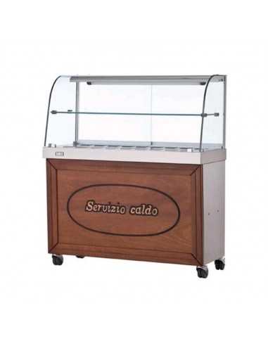 Hot display case - Curved glass - Closed compartment - cm 80 x 53 x 140 h