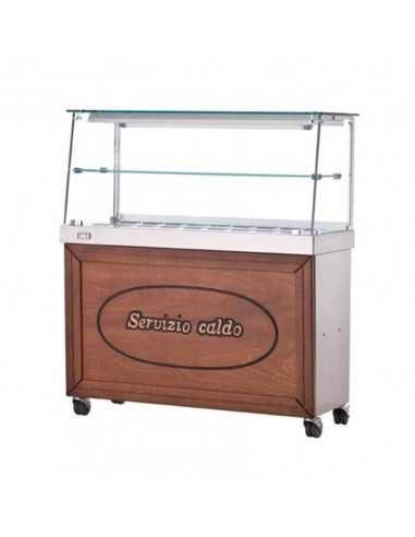 Hot display case - Straight glass - Closed compartment - cm 80 x 53 x 125 h