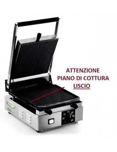 Piastra elettrica in ghisa con piano e coperchio liscio - cm 25 x 25.5