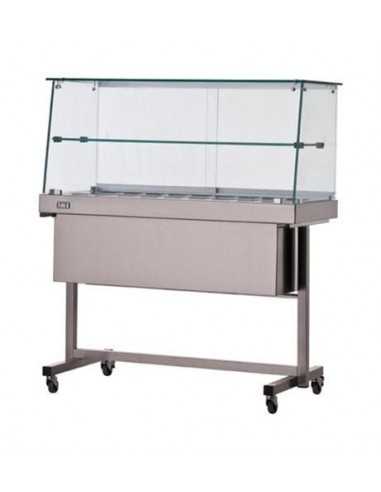 Hot display case - Straight glass - Trolley - Shelf - cm 65 x 40 x 135h