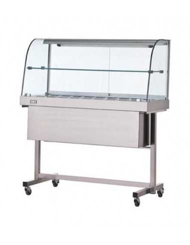 Hot display case with curved glass - Trolley and shelf - cm 80 x 53 x 140 h