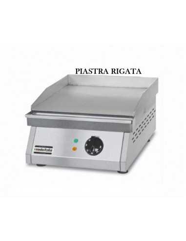 Fry top elettrico con piano rigato cm 39.5 x 40 in acciaio