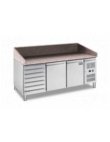 Pizza counter 2 doors and drawers - cm 202.5 x 80 x 100 h