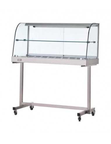 Hot display case - Curved glass - Trolley - cm 80 x 53 x 140 h