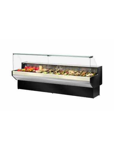 Mostrador de alimentos con vidrio recto - Estático con celda - 150 x 91 x 129 h cm