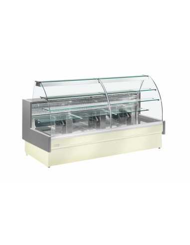 Banco alimentare - Vetro curvo - Statico - cm 220 x 98 x 124 h