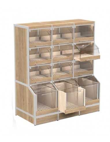 Self-service display with 9 drawers and 3 deep drawers - cm 146 x 70 x 172 h