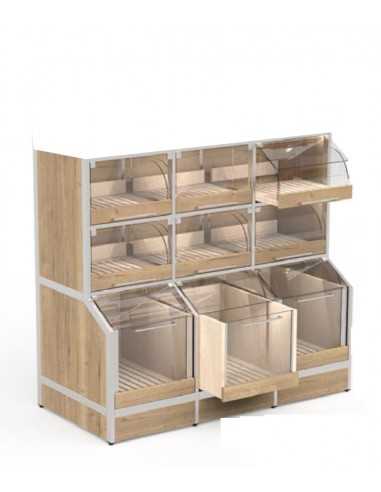 Self-service display with 6 drawers and 3 deep drawers - cm 146 x 70 x 142 h