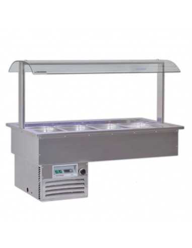 Tanque receso refrigerado - Vaschette GN - Capucha de vidrio - cm 206.2 x 75 x 115.4h