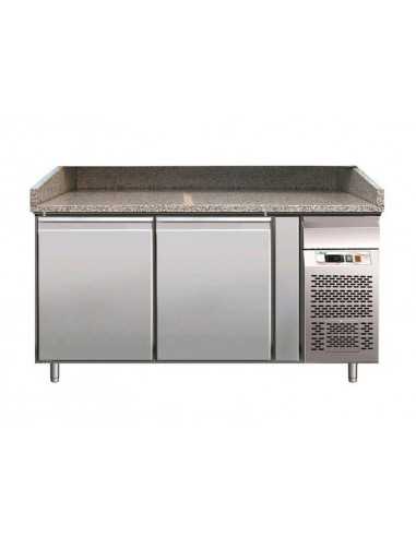 Banco pizza refrigerato - Capacità  lt 390 -  N.2 porte -  cm 151 x 80 x 100 h