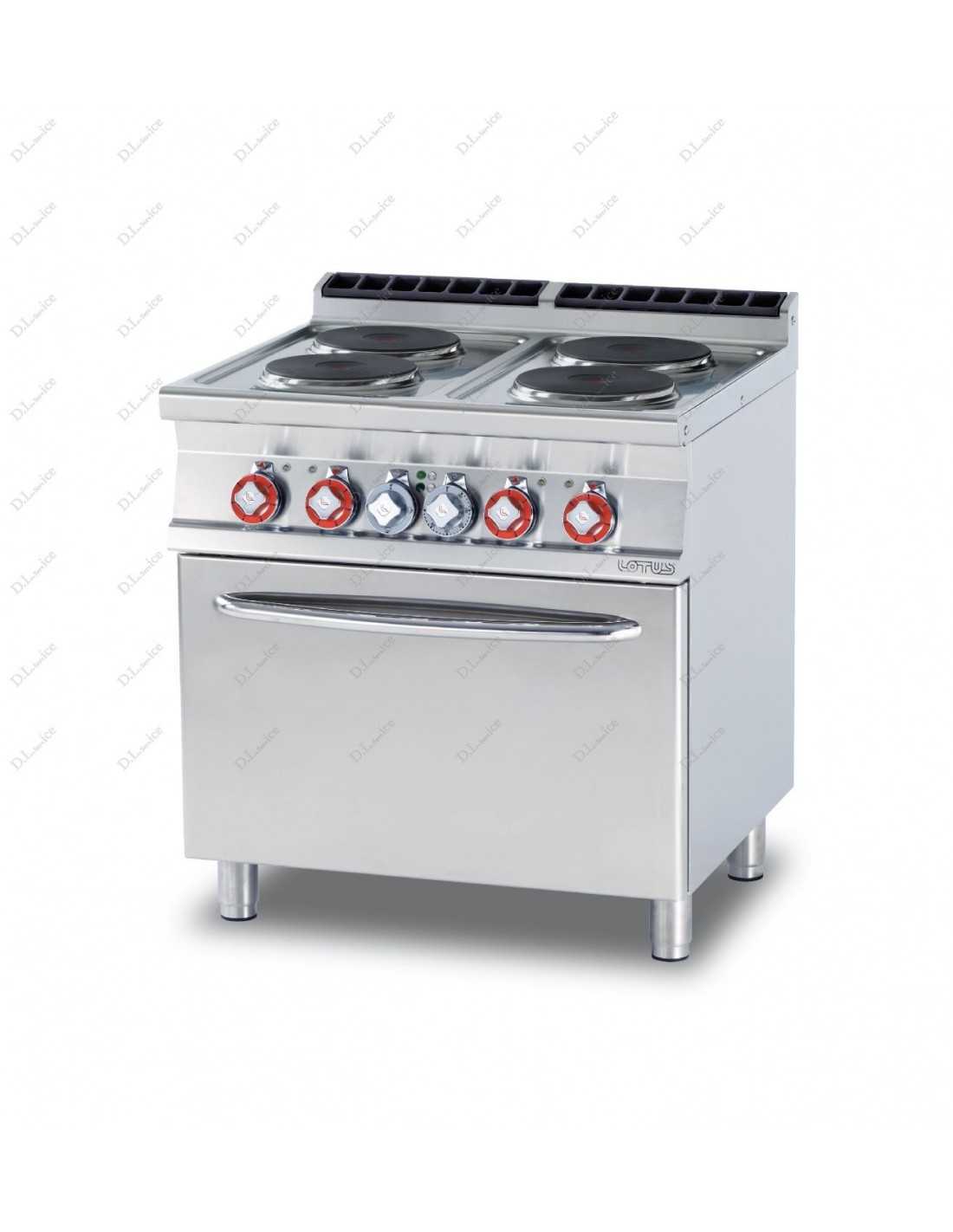 Cocina con horno eléctrico 80x70 con placas cuadradas