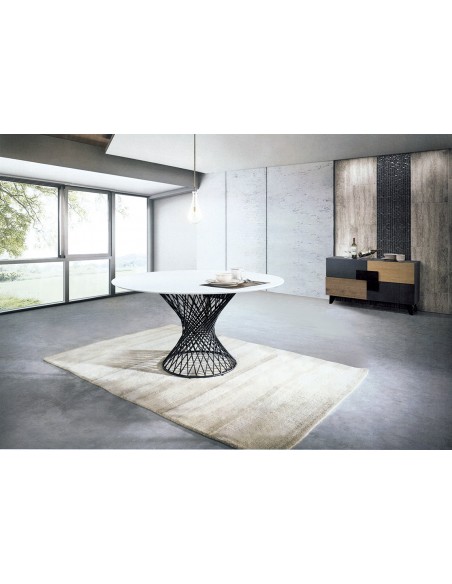Tavolo per interno - Struttura in metallo verniciato - Piano in marmo  sintetico - Dimensioni cm Ø 135 x