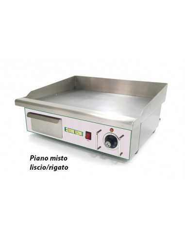 Electric fry top with smooth/ribbed surface cm 55.2 x 36.6